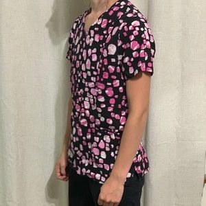 Pink and Black Scrub Star Top